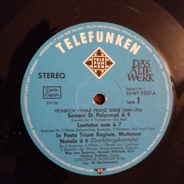 Heinrich Ignaz Franz Biber : St. Polycarp Sonata For 8 Trumpets • Laetatus • Epiphany Cantata • Requiem (LP, RE)