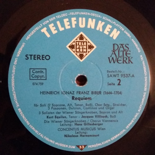 Heinrich Ignaz Franz Biber : St. Polycarp Sonata For 8 Trumpets • Laetatus • Epiphany Cantata • Requiem (LP, RE)