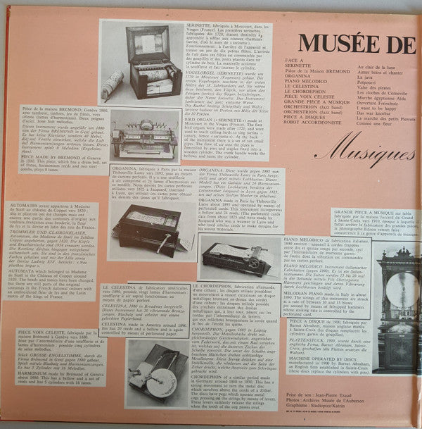 No Artist : Musée De L'Auberson - Musiques Mécaniques (LP)