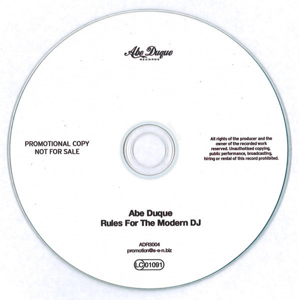 Abe Duque : Rules For The Modern DJ (CDr, Album, Promo)