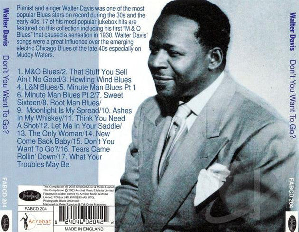Walter Davis : Don't You Want To Go? (CD, Comp)