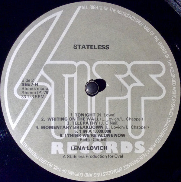Lene Lovich : Stateless (LP, Album, M/Print)