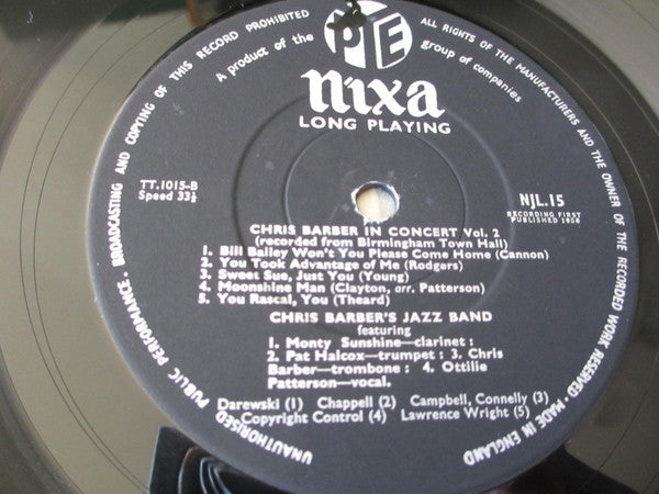 Chris Barber : Chris Barber In Concert Vol. 2 (LP, Album, Bla)