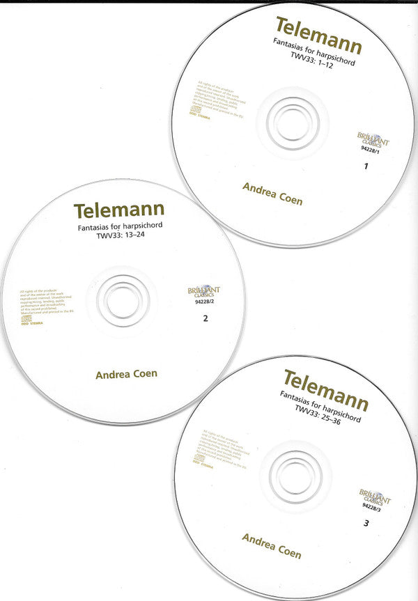 Georg Philipp Telemann, Andrea Coen : 36 Fantasias for harpsichord - TWV33 (3xCD, Album)