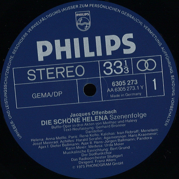 Anna Moffo, René Kollo, Ivan Rebroff, Josef Meinrad : Die Schöne Helena (LP)