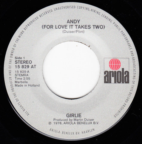 Girlie : Andy (For Love It Takes Two) (7", Single)