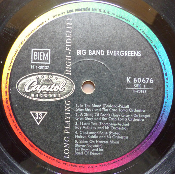 Various : Big Band Evergreens (10", Comp)