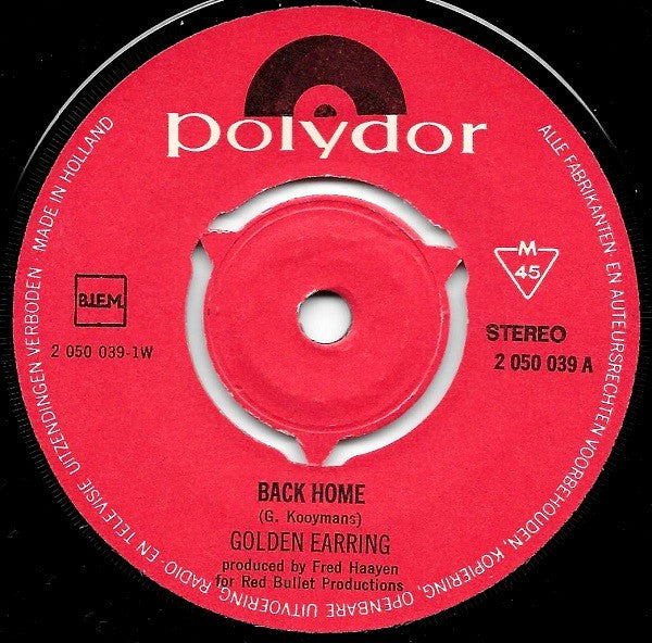 Golden Earring : Back Home (7", Single, yel)