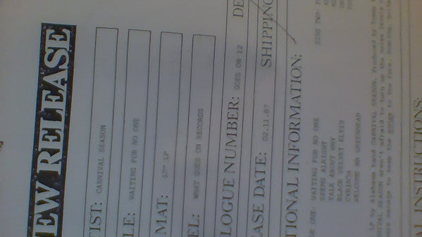 Carnival Season : Waiting For No One (LP, Album, TP)