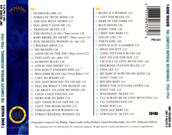 T-Bone Walker : The Complete Imperial Recordings: 1950-1954 (2xCD, Comp)