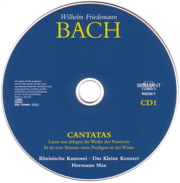Wilhelm Friedemann Bach - Rheinische Kantorei • Das Kleine Konzert, Hermann Max : Cantatas (2xCD)