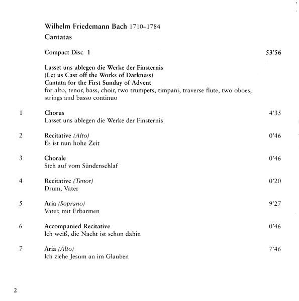 Wilhelm Friedemann Bach - Rheinische Kantorei • Das Kleine Konzert, Hermann Max : Cantatas (2xCD)