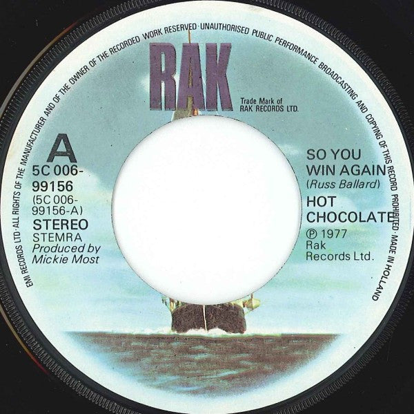Hot Chocolate : So You Win Again (7", Single)