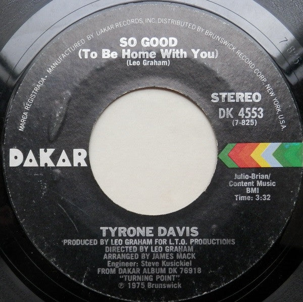 Tyrone Davis : So Good (To Be Home With You) (7", Single, Styrene)