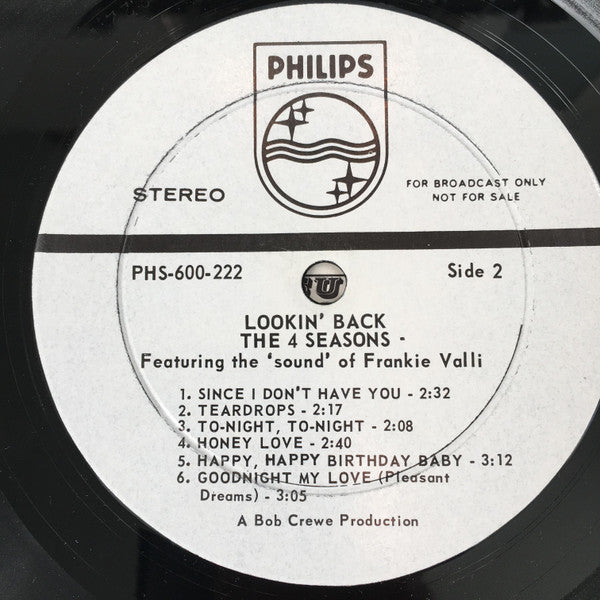 The Four Seasons : Lookin' Back (LP, Album, Comp, Promo)