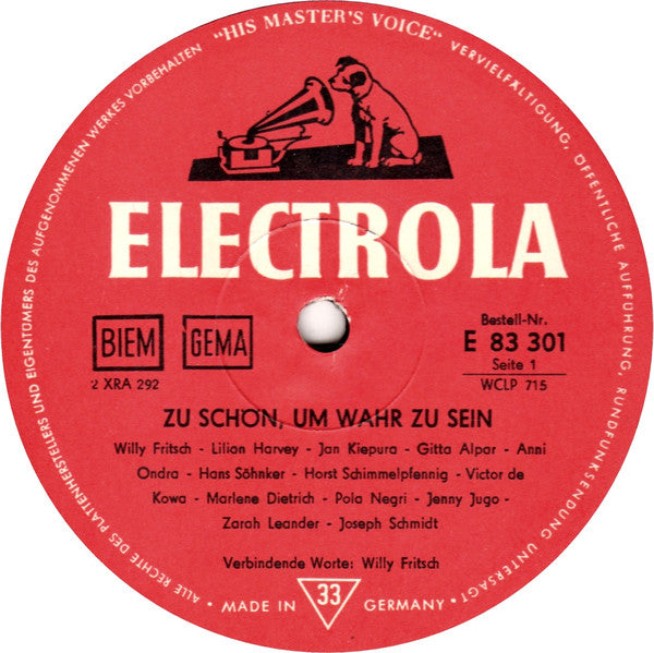 Various : Zu Schön Um Wahr Zu Sein, No. 4 (LP, Comp, Mono)