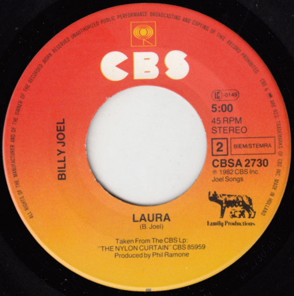 Billy Joel : Pressure (7", Single)