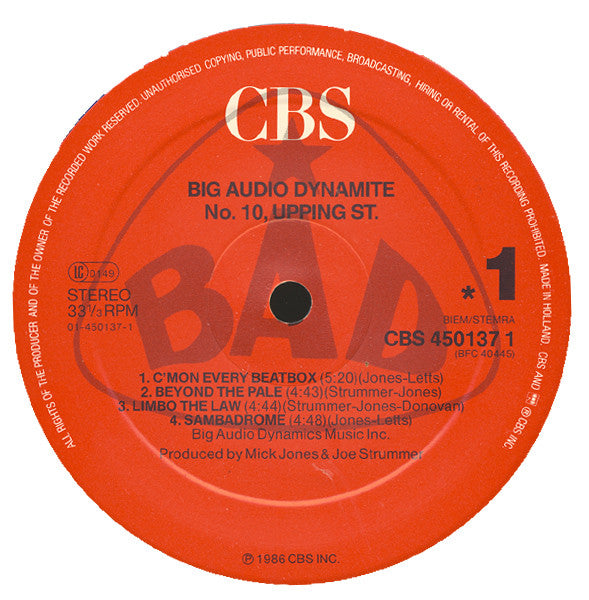 B.A.D.* : No. 10, Upping St. (LP, Album)