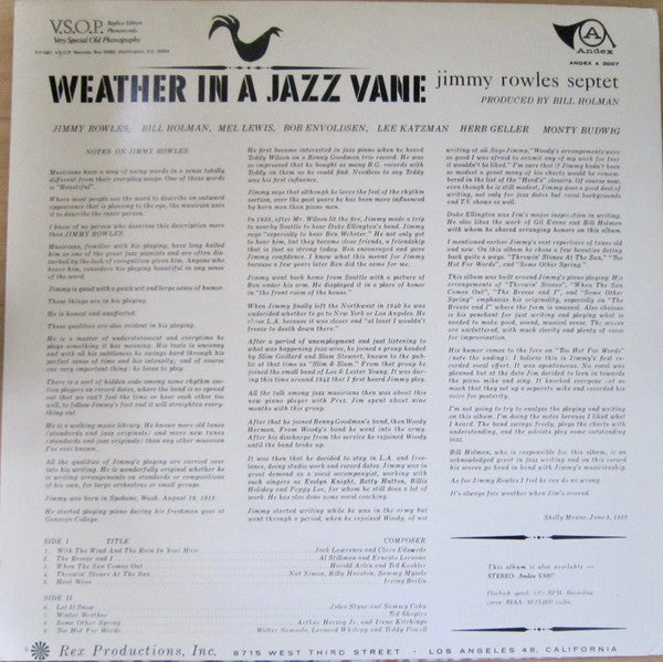Jimmy Rowles Septet : Weather In A Jazz Vane (LP, Album, RE)