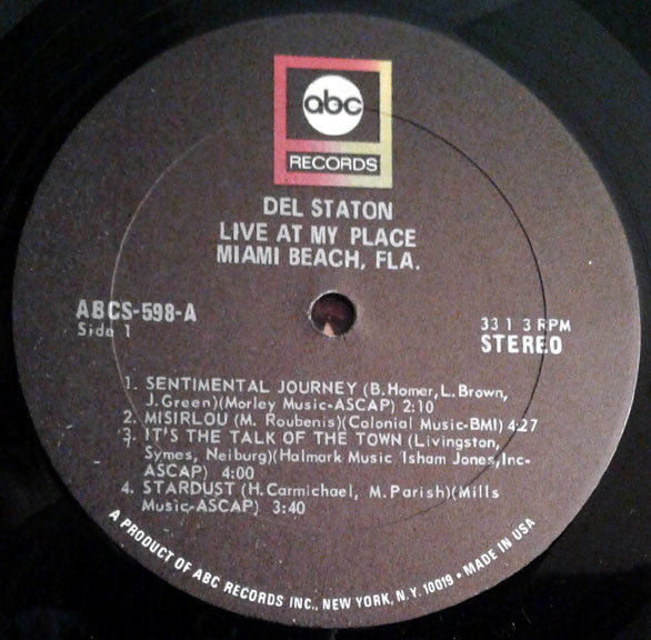 Dell Staton : Live At My Place Miami Beach, Fla. (LP)