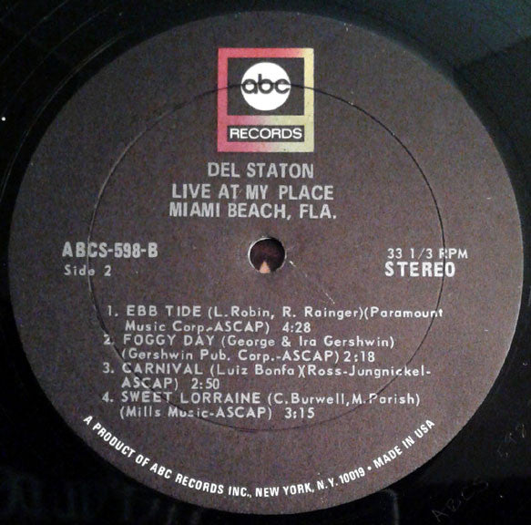 Dell Staton : Live At My Place Miami Beach, Fla. (LP)