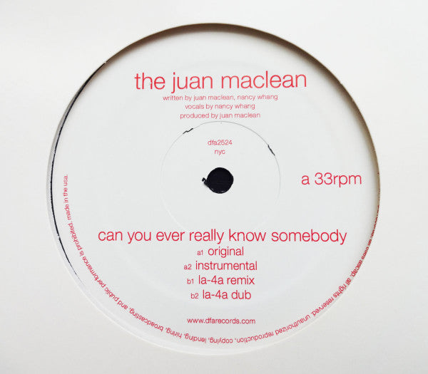 The Juan MacLean : Can You Ever Really Know Somebody (12", Single, Ltd)
