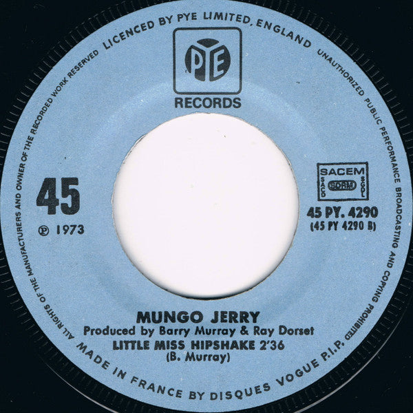 Mungo Jerry : Alright, Alright, Alright (7", Single)