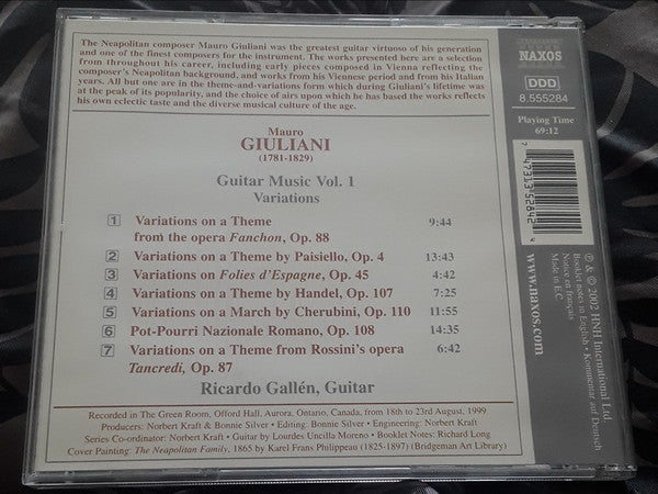 Mauro Giuliani (2), Ricardo Gallén : Variations Fanchon, Folies D'Espagne, Tancreddi (CD)