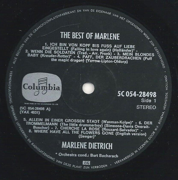 Marlene Dietrich : The Best Of Marlene Dietrich (LP, Comp)
