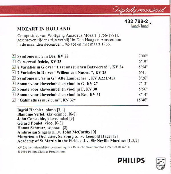 Wolfgang Amadeus Mozart, Various : Mozart In Holland (CD, Album, Comp)