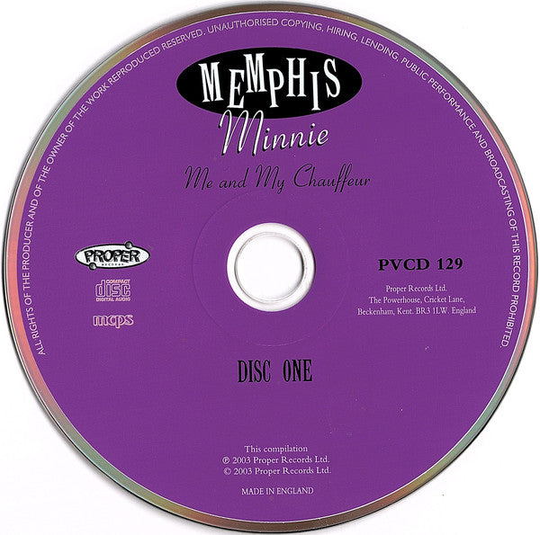 Memphis Minnie : Me And My Chauffeur (2xCD, Comp, RM, Car)