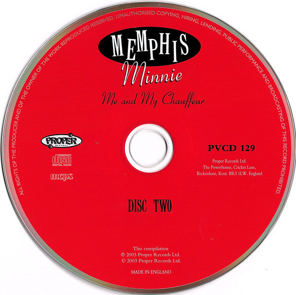 Memphis Minnie : Me And My Chauffeur (2xCD, Comp, RM, Car)