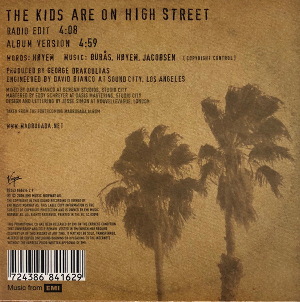 Madrugada : The Kids Are On High Street (CD, Single, Promo)