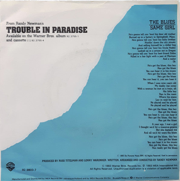 Randy Newman And Paul Simon : The Blues (7", Single)