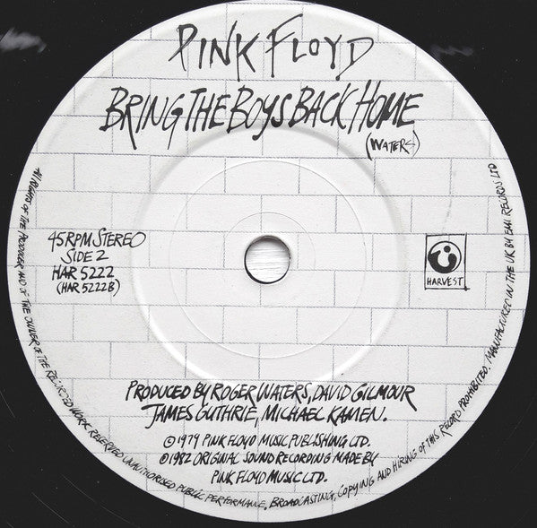 Pink Floyd : The Wall (Music From The Film) (7", Single, Sol)