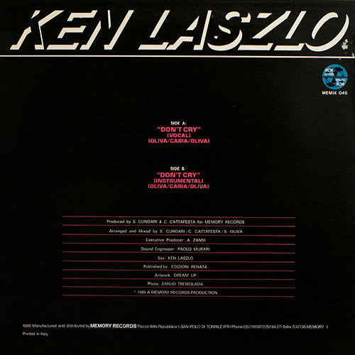 Ken Laszlo : Don't Cry (12", Maxi)