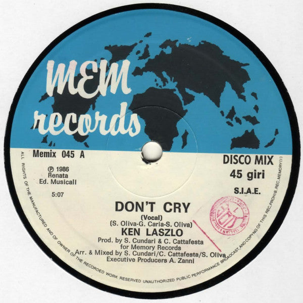 Ken Laszlo : Don't Cry (12", Maxi)