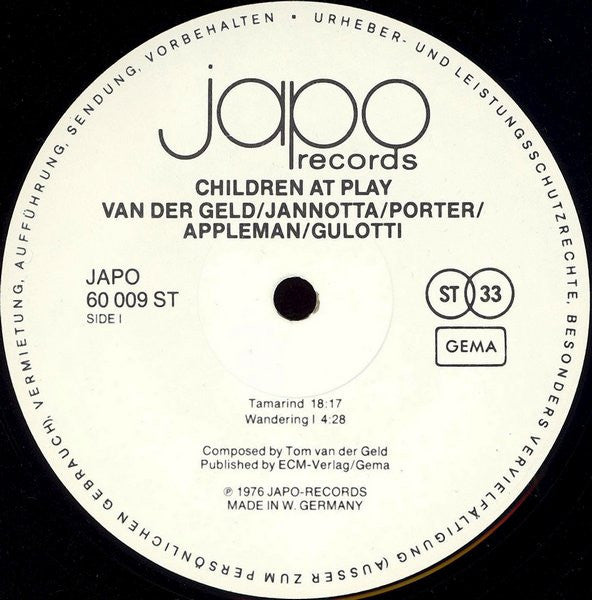 Children At Play (2), Tom van der Geld, Roger Jannotta, Larry Porter, Richard Appleman, Jamey Haddad : Children At Play (LP, Album)