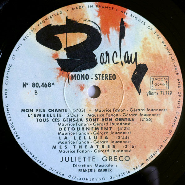 Juliette Gréco : Juliette Greco (LP, Album)