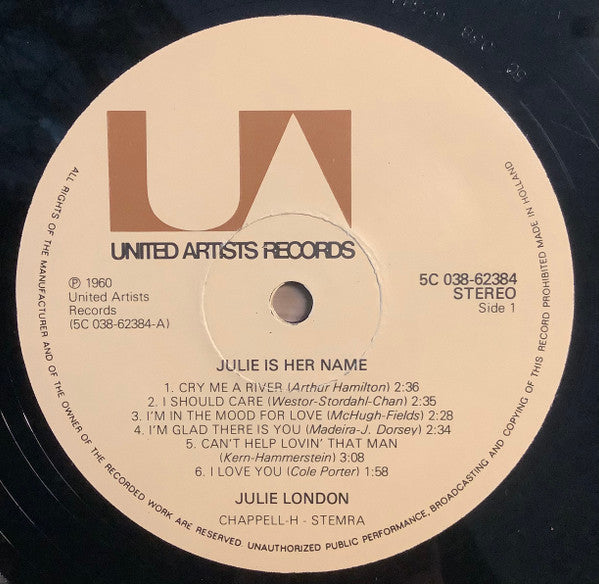 Julie London : Julie Is Her Name (LP, Album)