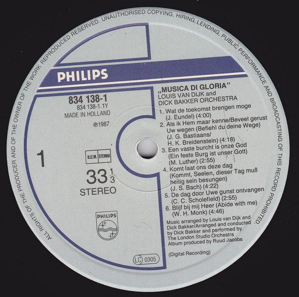 Louis van Dijk And Dick Bakker Orchestra (2) : Musica Di Gloria (LP)