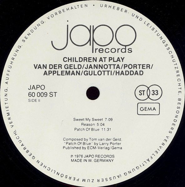 Children At Play (2), Tom van der Geld, Roger Jannotta, Larry Porter, Richard Appleman, Jamey Haddad : Children At Play (LP, Album)