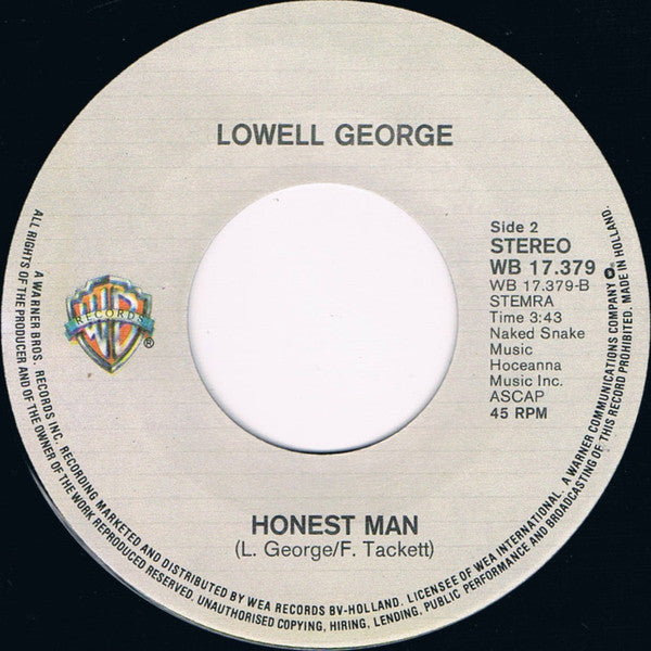 Lowell George : Cheek To Cheek / Honest Man (7", Single)